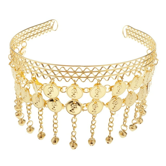 Diadema de danza del vientre para mujer perfecl con monedas y borlas