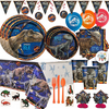 Fallen Kingdom Jurassic World Dinosaur Birthday Party Supplies Pack For 16 With Dinner and Dessert Plates, Napkins, Cups, Tablecover, Decoration