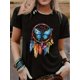 thumbnail image 1 of Women's Casual Butterfly Dreamcatcher Print T-Shirt - Soft Polyester, Machine Washable, Round Neck, Short Sleeve, & Bead Design, Spring/Summer/Fall Fashion, 1 of 4