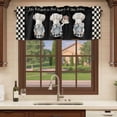 thumbnail image 6 of Chef Gnomes Curtain Valances for Windows, Kitchen Valance Window Treatments Panel 2 Pack, Black White Plaid Dessert Maker Cake Rod Pocket Short Curtains for Bathroom Bedroom 42 x 12 Inch, 6 of 8