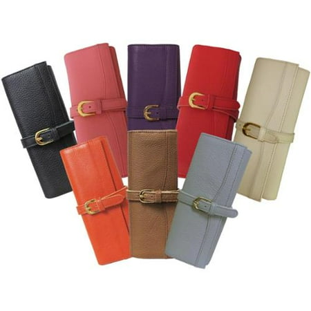 Amerileather Leather Jewelry Roll with Three Interior Pockets