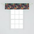 thumbnail image 2 of Floral Window Valance, Jungle Inspired Exotic Leaf Drawings on Leopard Skin Like Backdrop, Curtain Valance for Kitchen Bedroom with Rod Pocket, 54" X 18", Forest Green and Apricot, by Ambesonne, 2 of 2