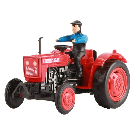 Alloy Tractor Model Farm Machinery Simulation Boys Agricultural Toy Car Vehicle Sturdy Engineering Farmer Mini Working Machines for Children (Red)