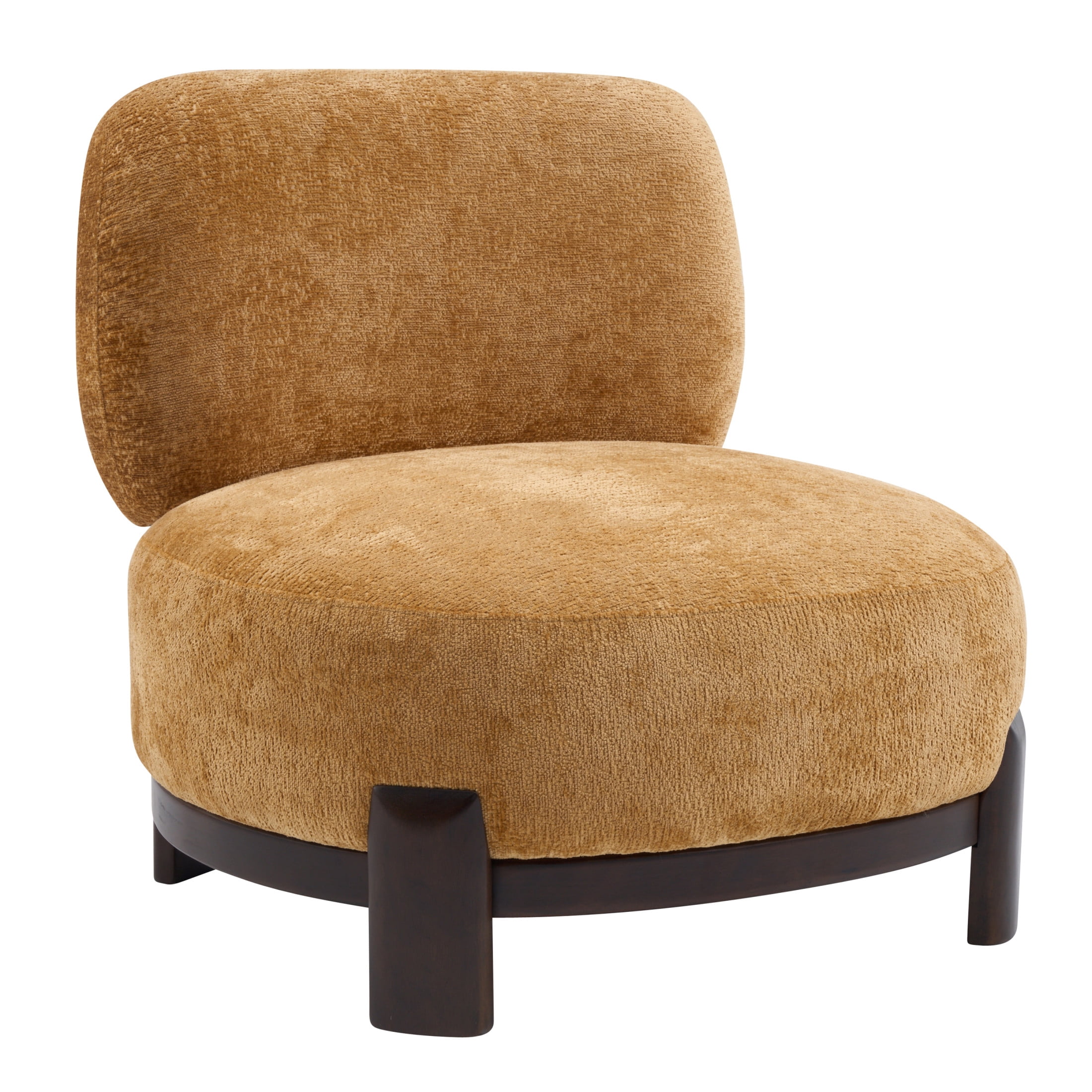 Christopher Knight Home Modern Upholstered Armless Accent Chair with Wood Legs, Wide Seat, Pumpkin Yellow