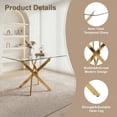 thumbnail image 4 of Sumdeal Modern 3-Piece Dining Set, 47.24-Inch Rectangular Tempered Glass Table with 2 Gray PU Leather High-Back Chairs, Gold Legs, 4 of 9
