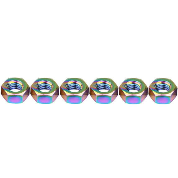 Wanyifa Titanium Nuts M4 M5 M6 M8 Hex Nut for Bike Motorcycle Car Boat,M4,Rainbow,6 Pcs