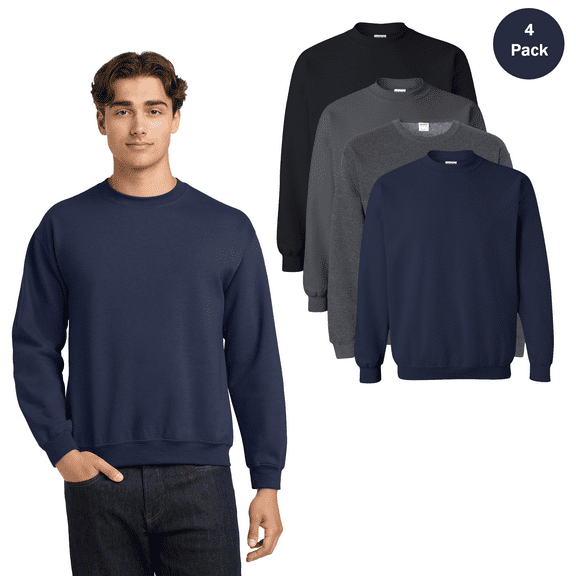 Gildan Unisex Heavy Blend Crewneck Sweatshirt, Casual Classic Fit Bulk 4 Pack Multicolor Tee, S