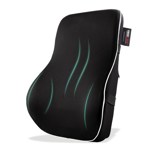 ObusForme Memory-Foam Lumbar Pillow Back Cushion &acirc; Dual-Strap Support for Office Chair, Car Seat & Gaming Chair, Breathable Washable Cover, Reve