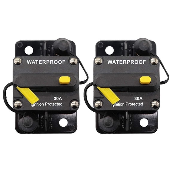 2X 30 Amp Circuit Breaker 12V- 48V DC Manual Reset for Trolling Motor Rv Marine Boat Vehicles System Protection (30A)