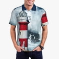 thumbnail image 5 of Yiaed Circular LighthousePrint Men's Short Sleeve Polo Shirt,Golf Polo for Men Three-Button Golf Shirt Athletic Casual Collared T-Shirt- X-Large, 5 of 7