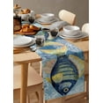 thumbnail image 6 of Blue Yellow Fish Table Runner Cotton Linen 72 Inch Holiday Dresser Scarves, Summer Ocean Watercolor Coral Tablerunner for Kitchen Coffee Dining Bedroom Home Living Room Dinner Scarf Décor 13''x72'', 6 of 9
