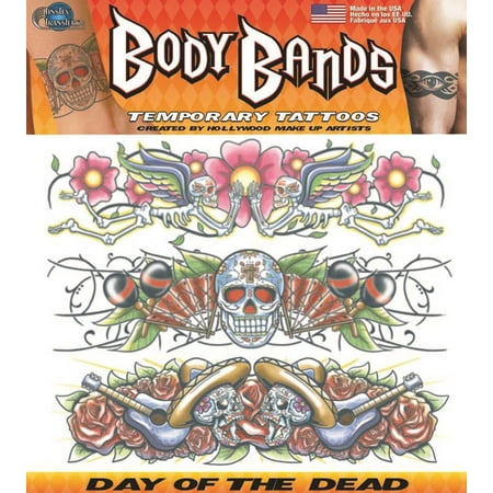 Tinsley Transfers Day Of The Dead Body Bands 3pc Temporary Tattoo FX Kit,