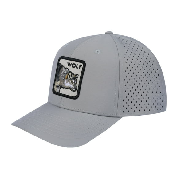 Unisex Embroidered The Wolf, 6-Panel Microfiber Laser hole Trucker Hat, Light Grey/Light Grey, Adjustable Fit