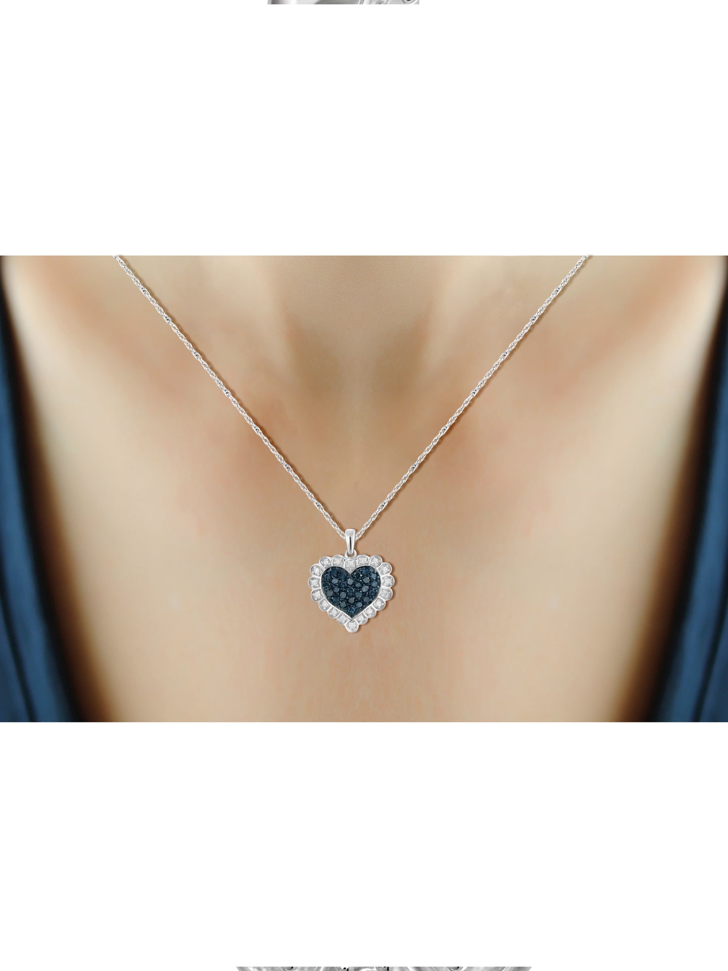 JewelersClub 1/2 CT Blue And White Diamond Sterling Silver Pendant