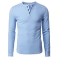 thumbnail image 2 of H2H Mens Casual Henley Long Sleeve Waffle Cotton T-Shirts HEATHERSKY US M/Asia L (CMTTL0104), 2 of 6