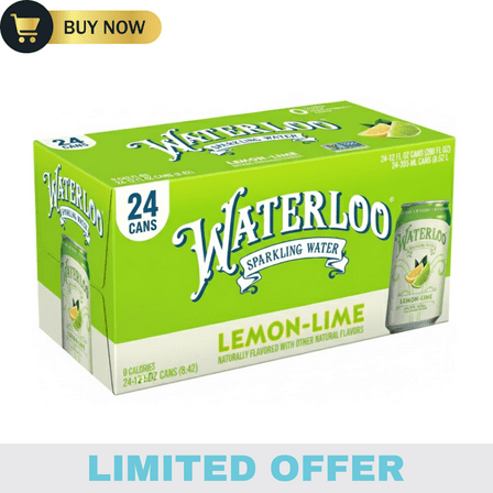 Waterloo Sparkling Water Lemon-Lime Flavor, 12 fl oz Cans, Pack of 24 🍋💚💧