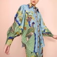 thumbnail image 2 of AURA Women 2 Piece Printed Outfit Puff Sleeve Top and Pants Set, Animal Print Fall Fashion S-XXXL, 2 of 8