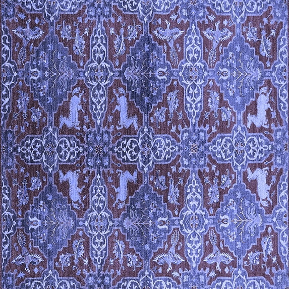 Ahgly Company Indoor Square Oriental Blue Industrial Area Rugs, 7' Square