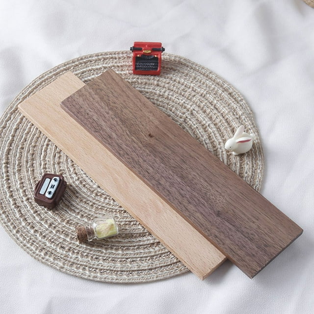OULII 2Pcs Wood Board for Mini House Walnut Beech Assorted Color Rectangular for Home Decor 16.70X4.40X0.50Cm