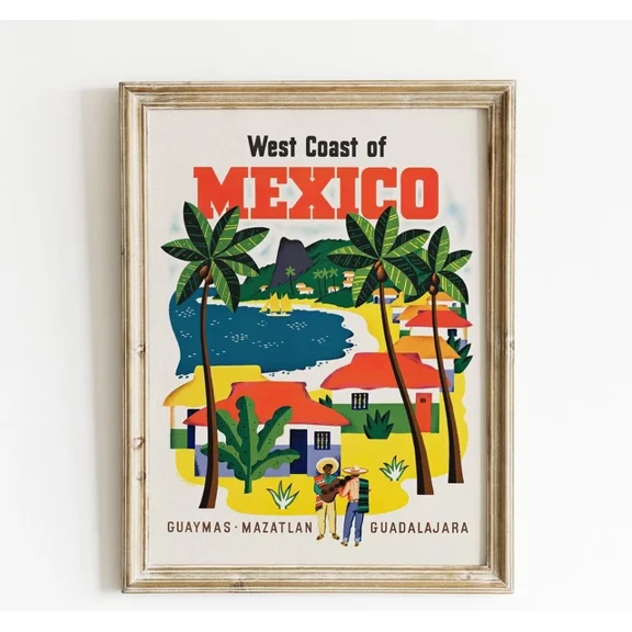 Kna Prints - 1 Pcs Poster Mexico Rare Travel Vintage Wall Art Retro Advertising Vintage Poster Print, UNFRAMED-8x12