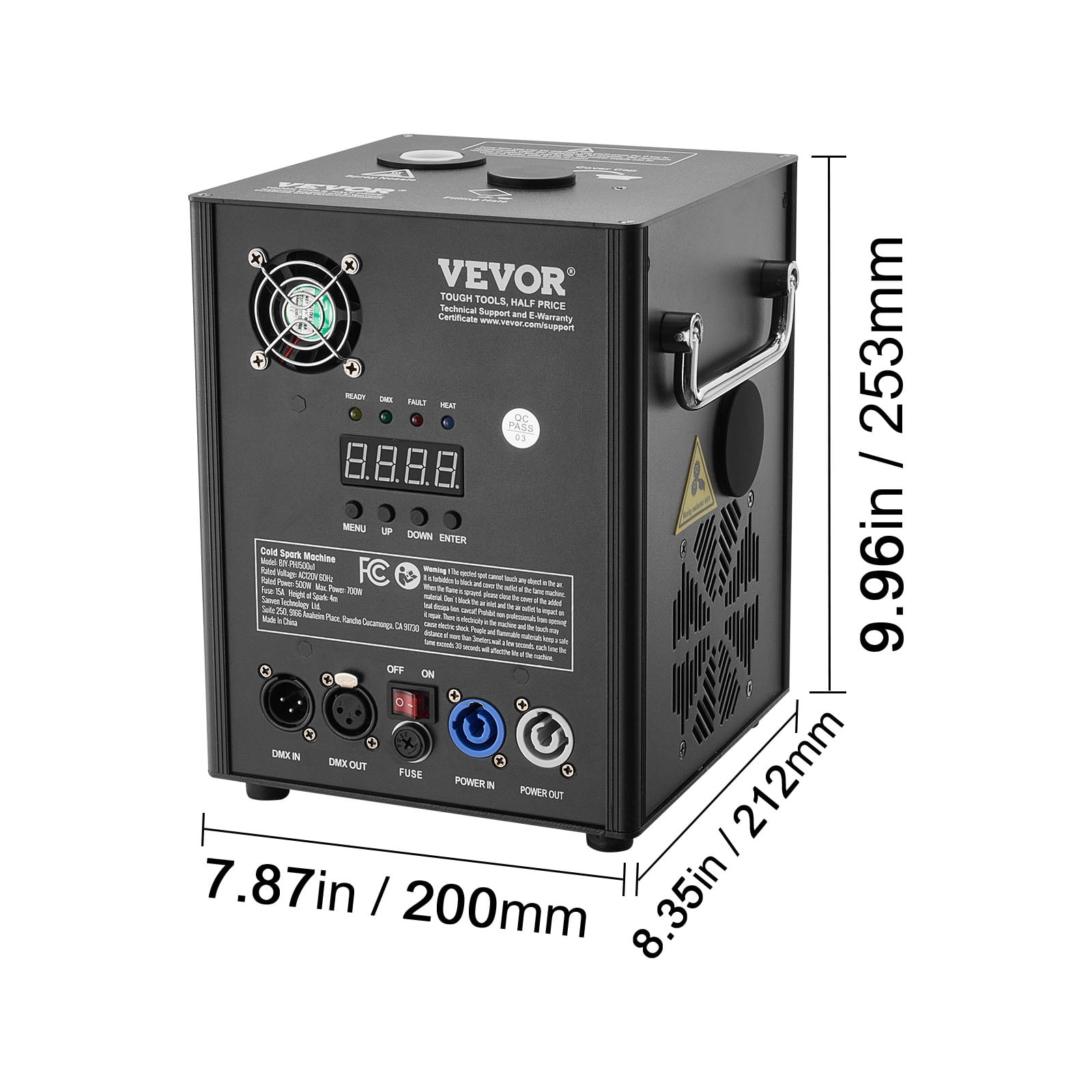 VEVOR Cold Spark Machine, 4 Pack 500W Output Fireworks Controllers, 6.6-13ft Adjustable Height, with Advanced DMX System,LED Screen,Portable Handle, Aluminum Alloy for Stage DJ Wedding Event,Party