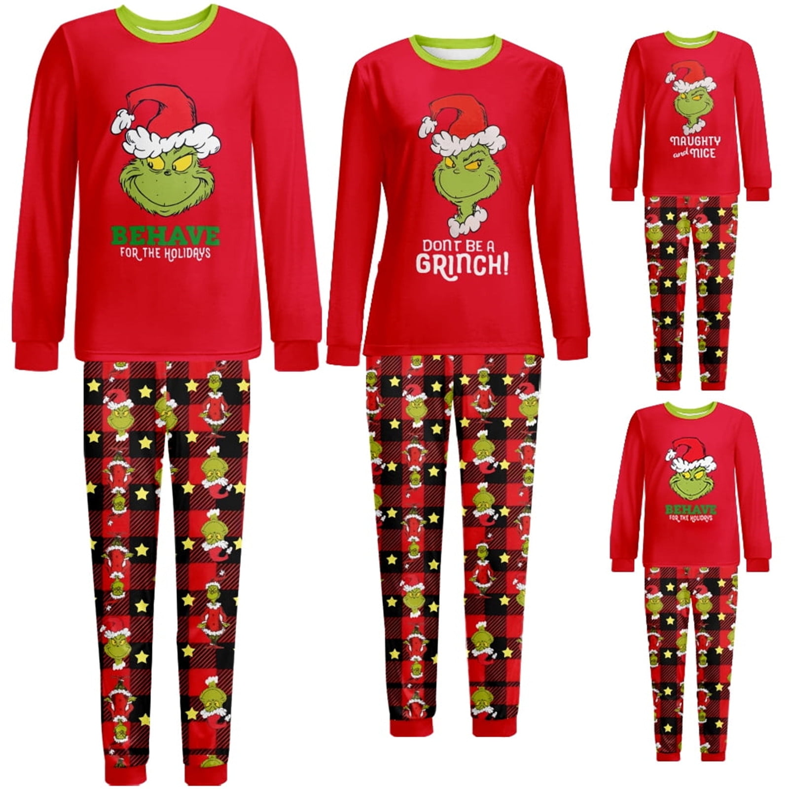 Cartoon Grinch Christmas Family Pajamas Matching Sets Matching Family Outfits Warm and fuzzy Christmas Pjs Christmas Supplies for Family Members