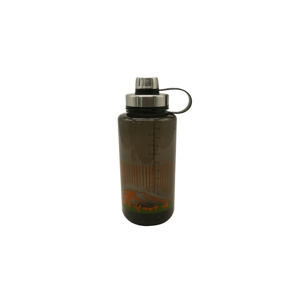 Ozark Trail 32 oz Black Plastic Water Bottle with Wide Mouth and Flip