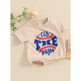 thumbnail image 6 of Suealasg Baby Boys Romper Round Neck Short Sleeve Letter Baseball Embroidery Bodysuit Jumpsuit Newborn Boys Summer Casual Clothes, 6 of 9