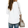 thumbnail image 3 of Fantaslook Womens Blouses 3/4 Sleeve V Neck Work Shirts Dressy Tops Chiffon Office Wear, 3 of 9