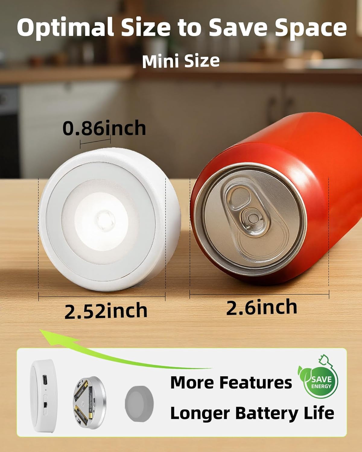 RGHJAR-LED Puck Lights with Charging Station, Rechargeable Sitck On Tap Lights, Wireless Closet Light, 3 Color Temps, Under Cabinet Lights, 2.5'' Mini Touch Light for Kitchen,Pantry,Shelves(4 Pack)