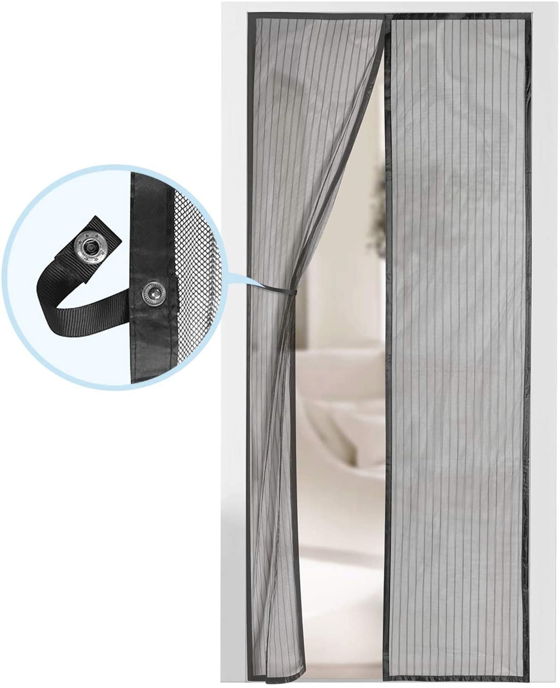 Insect Protection Door No Gap Heavy Duty Bug Mesh Curtain with Powerful Magnets and Full Frame Magic Tape Keep Bugs Out Lets Fresh Air in,120×210CM HXPH Magnetic Fly Screen Door