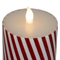thumbnail image 6 of Northlight LED Flickering Flameless Candy Cane Striped Christmas Wax Pillar Candles - 6" - Set of 3, 6 of 6