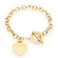 thumbnail image 1 of ShiYe toys store Pulsera elegante dorada con dijes de corazón en blanco y cadena de eslabones de acero inoxidable para mujer, cierre de cierre de palanca, 1 of 4