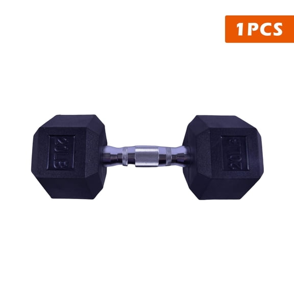 PLKJ Black 1PCS 20LB Hex Dumbbells with Non Slip Black Rubber Dumbbells for Fitness