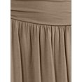 thumbnail image 4 of Fashnice Jupe Longueur Genou Femme Taille Haute Midi Froncée Décontractée Été Camel TP, 4 of 5