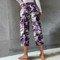 thumbnail image 7 of Endives Women's Casual Camouflage Print Cargo Pants Stretch Elastic Waist Tapered Pants With Pockets, 7 of 7