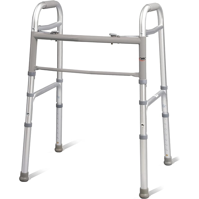 Andador plegable ligero Carex para personas mayores, andador médico portátil con altura ajustable, de 76 a 94 cm, ayuda de movilidad para adultos, ancianos y personas con discapacidad, plegable, con e