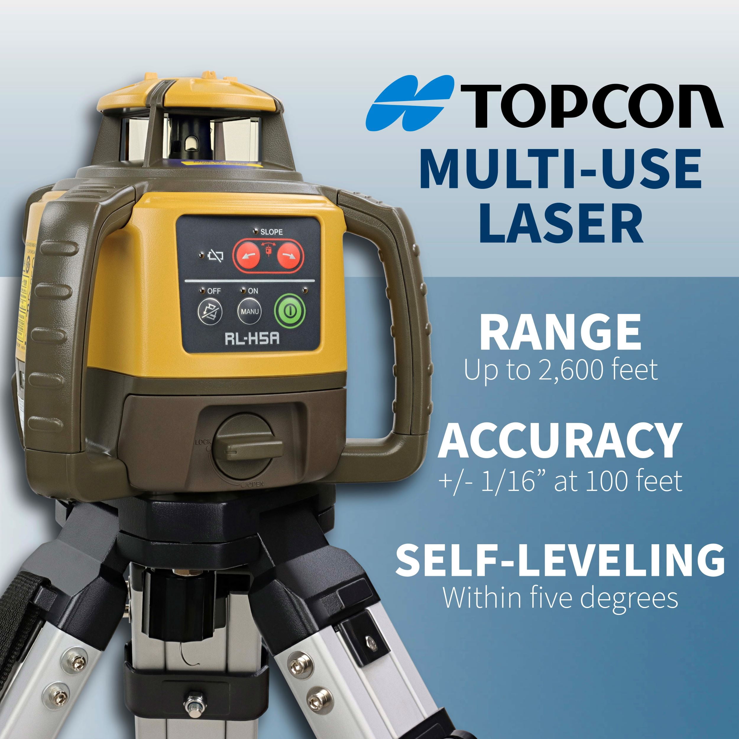 Topcon RL-H5A Laser 360 Leveler - LS-80X Receiver - Tripod and Inch Fiber Rod