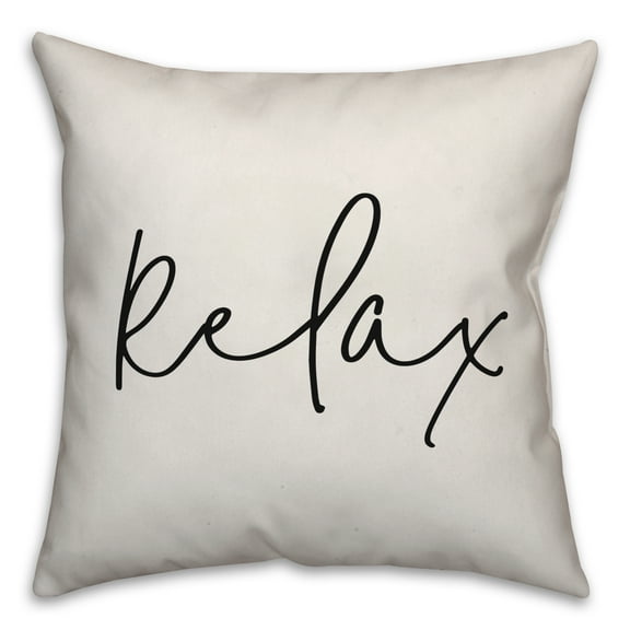 Creative Products Relax Script White and Black 16x16 Indoor / Outdoor Pillow