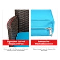 thumbnail image 4 of FDW Set of 3 Pieces Outdoor Patio Furniture Wicker Bistro Table Set for Yard,Blue Cushion, 4 of 7