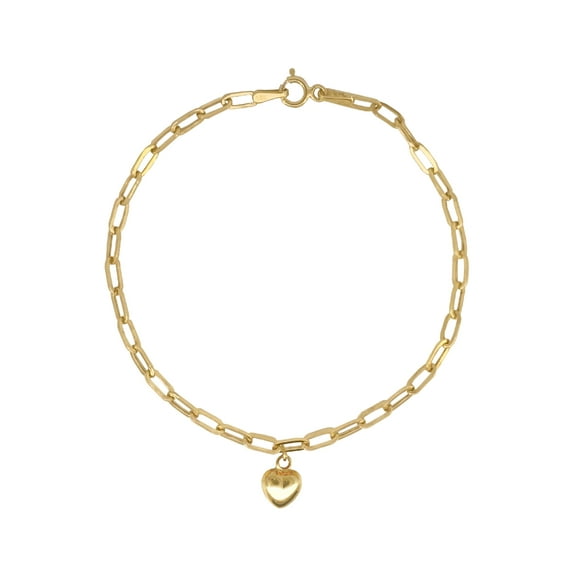Pulsera Horoz Colguije Corazón abombado 18cm Oro 10K