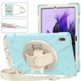 thumbnail image 3 of Dteck Case for Samsung Galaxy Tab S7 FE SM-T730 T736B (2021) 12.4-inch,Shockproof Rubber Hybrid PC Kickstand Cover with Adjustable Shoulder/Hand Strap for Galaxy Tab S7+ T970/T975,Blue, 3 of 8