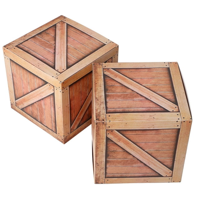 MOVTOTOP 2pcs Western Cowboy Party Decorations Simulation Wooden Box Decor Creative Paper Box Props Western Themed Party Supplies