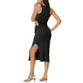 thumbnail image 3 of INSPIRE CHIC Women's Summer Sleeveless Midi Dress Crewneck Waist Cut Out Split Slit Tank Dress Ribbed Bodycon Dress M Black, 3 of 6