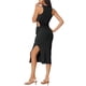 thumbnail image 3 of Vestido midi sin mangas de verano para mujer Inspire Chic, con cuello redondo, corte en la cintura, abertura lateral, vestido ajustado de canalé, talla XL, color negro, 3 of 6