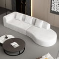 thumbnail image 3 of Miekor Furniture 123*37 Inch Extra Large Deep Modular Sofa, Cloud Sofa 4-Person Sofa, Can Sit Or Lie Down, Living Room Corduroy Modular Sofa, No Assembly Required, White 0049, 3 of 15