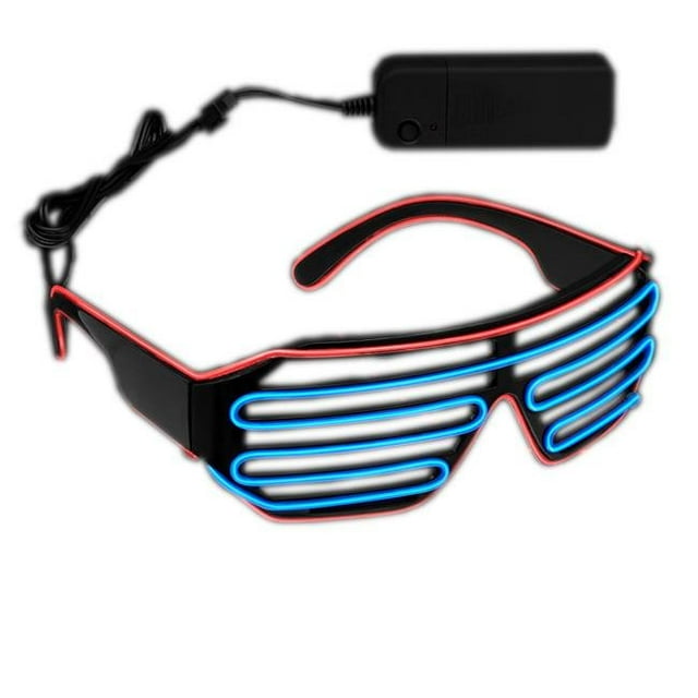Blinkee UELSHNG-BR Lunettes de Soleil Ultra Électroluminescentes, Bleu et Rouge