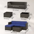 thumbnail image 2 of 3 Piece Outdoor Rattan Wicker Conversation Set with Blue Cushions, Steel Frame Sofa, Ottoman and Glass Top Coffee Table for Patio, Garden, Backyard and Poolside, 68"L x 49"W x 24"H, 2 of 7