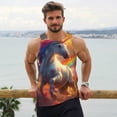 thumbnail image 6 of Gukieu Rainbow Sunset Cloud White Horse Print Men's Quick Dry Fitness Vest, Round Neck Sleeveless Fitness Bodybuilding Top-3X-Large, 6 of 7