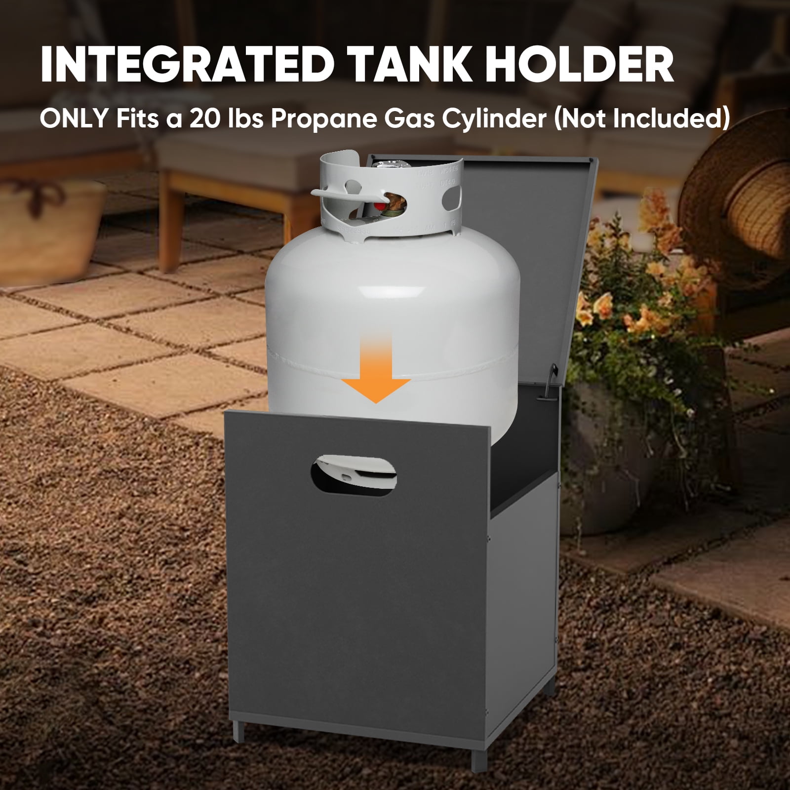 INTER HUT Propane Fireplace with Tank Table & Rain Cover 50,000 BTU CSA Certified Gas Fire Pits for Outside Patio